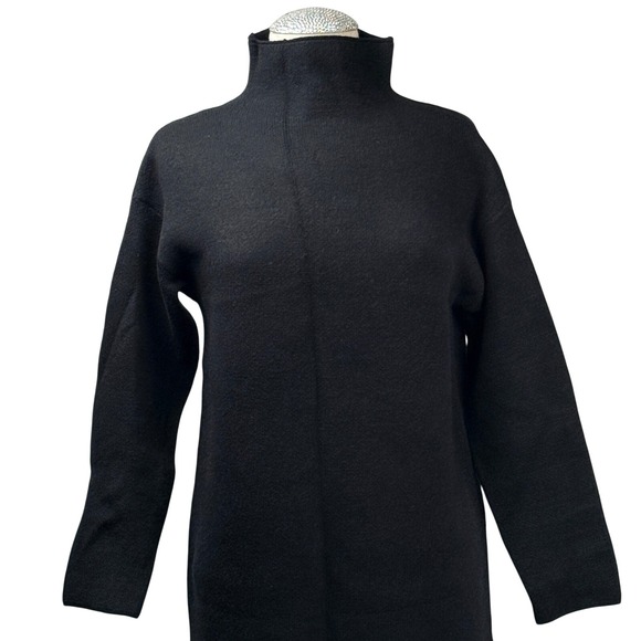 Elenza By L&L Knit‎ Dress Mock Neck Long Sleeve Midi Dress Minimalist Black - Picture 2 of 8